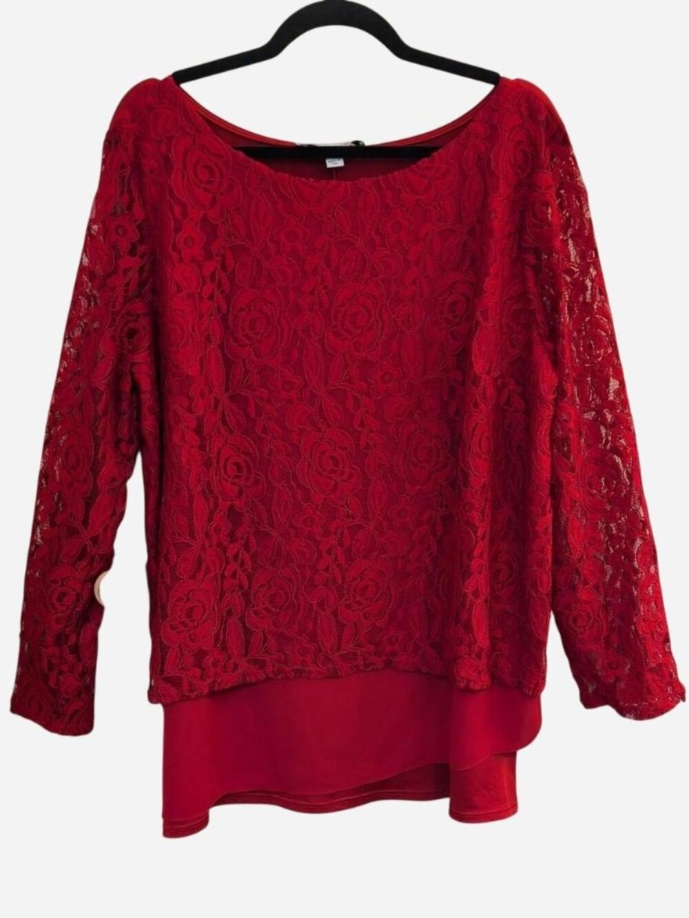 Paula Deen Red Lace Overlay Blouse Size 1X
